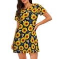 thumbnail image 1 of Pofeuu Sunflowers Print Women's Loose Fit Short Sleeve Nightgown, Comfortable Sleep Dress for Women, Casual Lounge Sleepwear, Soft Cotton Sleep Dress, 1 of 6