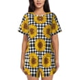 thumbnail image 1 of Pofeuu Sunflowers Print Women's Pajama Set Short/Shorts Soft Button PJs Elastic Drawstring Waist Sleepwear-X-Large, 1 of 6