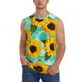 thumbnail image 1 of Pofeuu Sunflowers With Green Leaves Print Men's Muscle T-Shirt, Sleeveless, Muscle Tank, Classic Muscle Tee Top For Men Casual Sleeveless Muscle T-Shirt Trendy Clothes-Medium, 1 of 7
