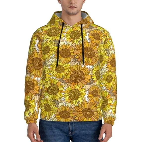 Pofeuu Sunflowers1 Print Mens Casual Hooded Collar Drawstring Hoodies Pullover Sweatshirts Casual Long Sleeve Shirts-Medium
