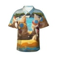 thumbnail image 1 of Pofeuu Sunglasses Beach Kittens Print Hawaiian Shirt for Men Sleeves Casual Button Down Summer Beach Dress Shirts T-Shirts,Small, 1 of 7