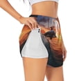 thumbnail image 1 of Pofeuu Sunset Dancing Dolphin B Print Women's Athletic Shorts Running Workout Shorts Tummy Control Quick Dry Gym Shorts with Pockets Double layer sports shorts-Medium, 1 of 7