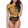 thumbnail image 1 of Pofeuu Sunset Desert Journey Print Short Sleeve Body Suits Women Round Neck Bodysuits for Women Onesie Adult Set Body Suit-XX-Large, 1 of 7