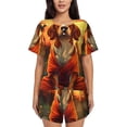 thumbnail image 1 of Pofeuu Sunset Meditating Dog Print Women's Pajama Set Short/Shorts Soft Button PJs Elastic Drawstring Waist Sleepwear-4X-Large, 1 of 6