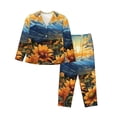 thumbnail image 1 of Pofeuu Sunset Sky Sunflower Print Womens Pajamas Set Long Sleeve Sleepwear Button Down Nightwear Soft Pj Lounge Sets Button Down Pajamas Women-X-Large, 1 of 7