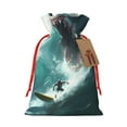 thumbnail image 1 of Pofeuu Surfing Shark Print Burlap Bags with Drawstrings Drawstring Gift Bags Pouch Bag for Thankgiving Birthday Party Gift Wrapping Treats and Party Favors-Medium, 1 of 9