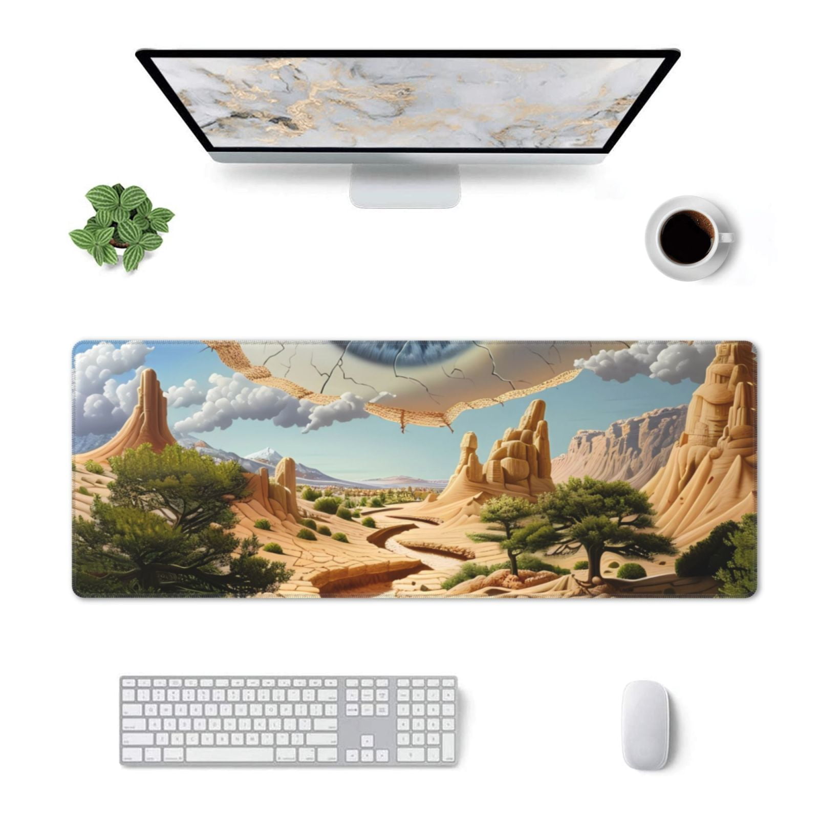 Pofeuu Surreal Desert Eye Landscape Print Desk Mat for Keyboard and ...