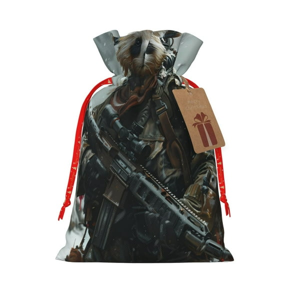 Pofeuu Surreal Panda Warrior Print Burlap Bags with Drawstrings Drawstring Gift Bags Pouch Bag for Thankgiving Birthday Party Gift Wrapping Treats and Party Favors-Small