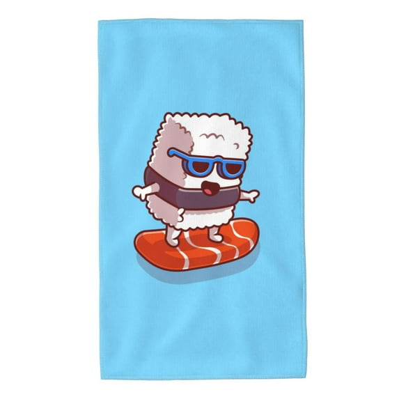 Pofeuu Sushi Salmon Surfing Print Hand Towel 27.5" x 16" Soft Absorbent Towel for Bathroom SPA Gym Hotel