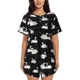 thumbnail image 1 of Pofeuu Swan And Dragonflies Print Women's Pajama Set Short/Shorts Soft Button PJs Elastic Drawstring Waist Sleepwear-Medium, 1 of 6