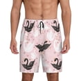 thumbnail image 1 of Pofeuu Swan And Flowers2 Print Men's Soft Woven Elastic Waistband Sleep Pajama Short-Medium, 1 of 6
