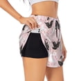 thumbnail image 1 of Pofeuu Swan And Flowers2 Print Women's Athletic Shorts Running Workout Shorts Tummy Control Quick Dry Gym Shorts with Pockets Double layer sports shorts-Large, 1 of 7