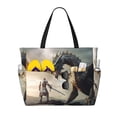 thumbnail image 1 of Pofeuu Swordsman Cool Dragon Print Beach Bag,Waterproof Sandproof Beach Tote Bag, Large Capacity Foldable Beach Bags for Women, 1 of 7