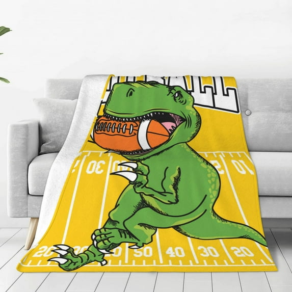 Pofeuu T-Rex Playing Football Print Ultra-Soft Micro Fleece Blanket,for Bed Or Sofa,All Season Throw Blankets Flannel Blanket-50"x40"