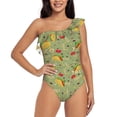 thumbnail image 1 of Pofeuu Taco Print Women's One Piece Swimsuits One Shoulder Swimwear Asymmetric Ruffle Monokinis Bathing Suits-Medium, 1 of 6