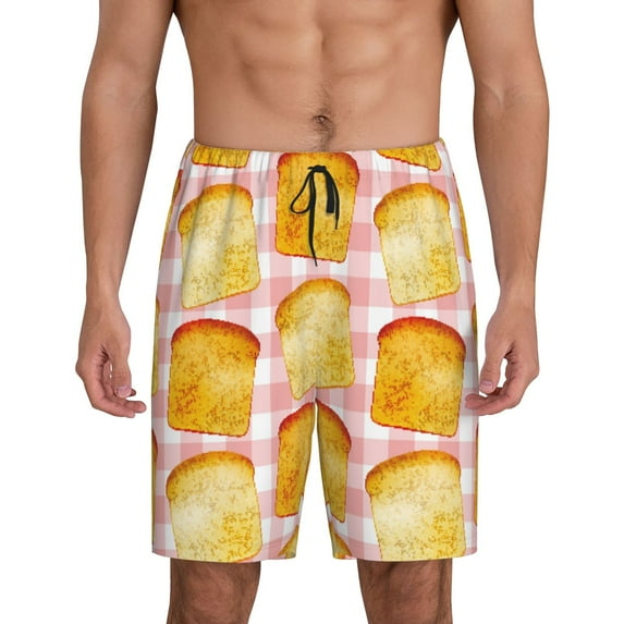 Pofeuu Tasty Toasts Print Men's Soft Woven Elastic Waistband Sleep Pajama Short-4X-Large