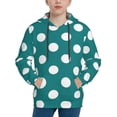 thumbnail image 1 of Pofeuu Teal And White Polka Dot Print Kids Pullover Hoodies Warm Thick Hooded Sweatshirt with Packet for Boys Girls-Large, 1 of 6