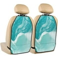 thumbnail image 1 of Pofeuu Teal Turquoise 1 Print 2 Pack PU Leather Kick Mat Back Seat Protector, Universal Car Seat Back Organizer, Waterproof Backseat Protector For Most Car, 1 of 8