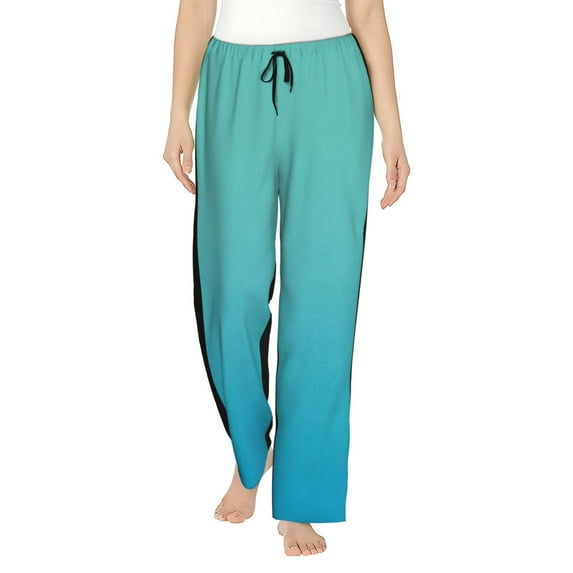 Pofeuu Teal Turquoise Print Women's Fashion Pajama Pants with Pockets Comfy Drawstring Sleep Lounge Bottoms-Medium