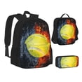 thumbnail image 1 of Pofeuu Tennis Ball In Fire And Water Print Backpack Travel Backpacks With Lunch Bag Pencil Bag Set 3 pcs Set Cartoon Backpack, 1 of 7