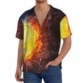 thumbnail image 1 of Pofeuu Tennis Ball On Fire And Water Print Mens Casual Short Sleeve Shirts Beach Summer Spread Collar Pocket Tops Men's Casual Short-sleeved Shirt-Small, 1 of 5