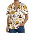 thumbnail image 1 of Pofeuu Thanksgiving Print Mens Casual Short Sleeve Shirts Beach Summer Spread Collar Pocket Tops Men's Casual Short-sleeved Shirt-Large, 1 of 5
