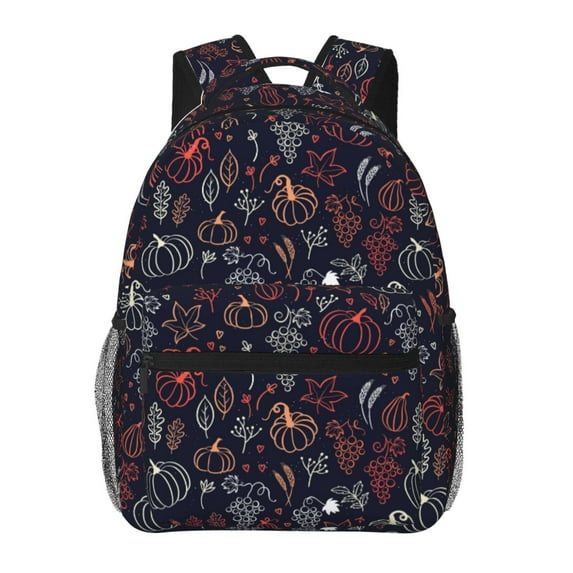 Pofeuu Thanksgiving Seamless Pattern Print Backpack for Men and Women - Basic Bookbag Casual Daypack Backpacks for College Work Travel-One Size