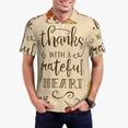 thumbnail image 1 of Pofeuu Thanksgiving With A Grateful Heart Print Men's Loose Fit Midweight Short-Sleeve Pocket Polo-Medium, 1 of 6