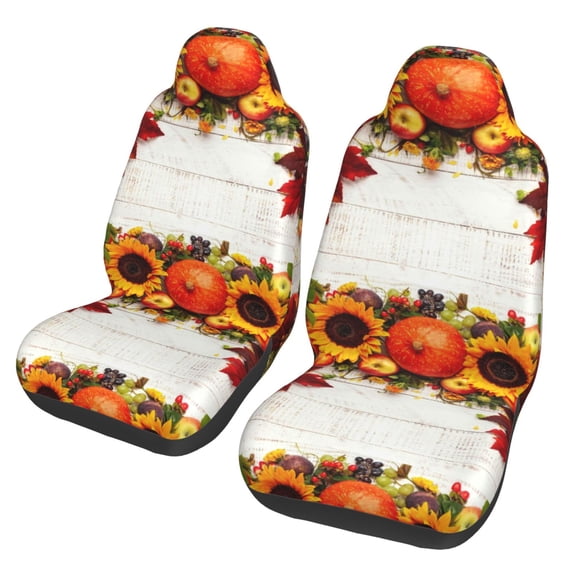 Pofeuu Thanksgiving With Autumn Print Automotive Car Seat Covers Flat Cloth Full Set Seat Covers,Car Seat Covers front seats for Cars Trucks and SUVs(Two packs)