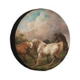 Pofeuu Three Horses Oil Painting Print Spare Tire Wheel Cover for Car