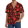 thumbnail image 1 of Pofeuu Tomatoes And Chili Print Mens Casual Short Sleeve Shirts Beach Summer Spread Collar Pocket Tops Men's Casual Short-sleeved Shirt-X-Large, 1 of 5