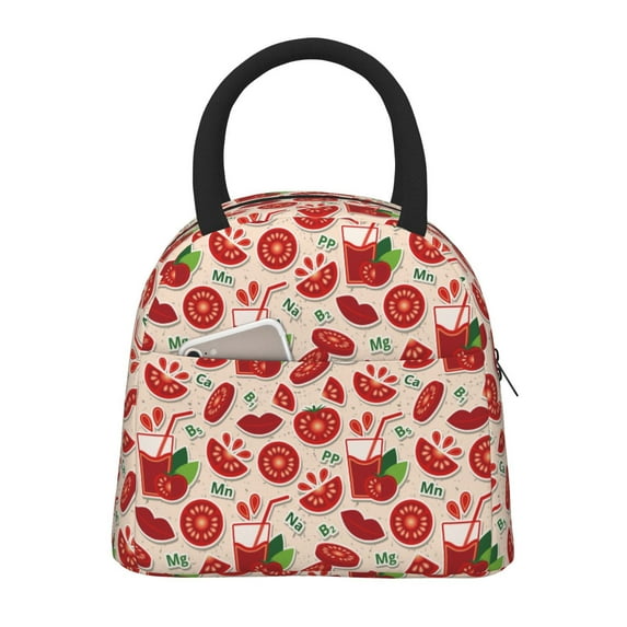 Pofeuu Tomatoes Print Lunch Bag for Adult Insulated Lunch Box,Leakproof Cooler Food Lunch Containers Reusable High Capacity Lunch Tote Bags-One Size