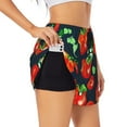 thumbnail image 1 of Pofeuu Tomatoes Print Women's Athletic Shorts Running Workout Shorts Tummy Control Quick Dry Gym Shorts with Pockets Double layer sports shorts-XX-Large, 1 of 7