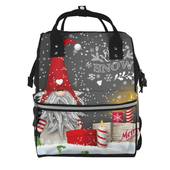 Pofeuu Traditional Scandinavian Dwarf Print Diaper Bag Backpack, Multifunction Travel Pack Maternity Baby Changing Bags, Large Capacity, Waterproof