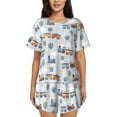 thumbnail image 1 of Pofeuu Trains And Cactuse Print Women's Pajama Set Short/Shorts Soft Button PJs Elastic Drawstring Waist Sleepwear-Small, 1 of 6