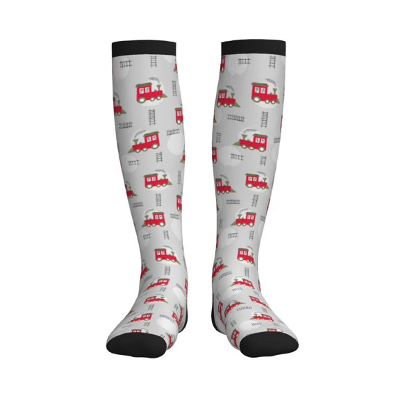 Pofeuu Trains Print Compression Socks for Women & Men Circulation - Best Support for Nurses,Running,Athletic,Sports