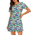 thumbnail image 1 of Pofeuu Transport Print Women's Loose Fit Short Sleeve Nightgown, Comfortable Sleep Dress for Women, Casual Lounge Sleepwear, Soft Cotton Sleep Dress, 1 of 6