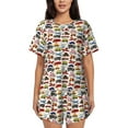thumbnail image 1 of Pofeuu Transport Print Women's Pajama Set Short/Shorts Soft Button PJs Elastic Drawstring Waist Sleepwear-XX-Large, 1 of 6