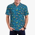 thumbnail image 1 of Pofeuu Transportations with Buildings Print Men's Loose Fit Midweight Short-Sleeve Pocket Polo-Medium, 1 of 6