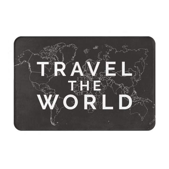 Pofeuu Travel The World1 Print Flannel Doormats Rug16"x24"Rug Washable Doormats Indoor Outdoor Rugs for Layered Front Door Mats, Porch, Kitchen, Entryway
