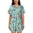 thumbnail image 1 of Pofeuu Travel1 Print Women's Pajama Set Short/Shorts Soft Button PJs Elastic Drawstring Waist Sleepwear-XX-Large, 1 of 6