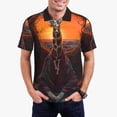 thumbnail image 1 of Pofeuu Tree Hollow Meditating Giraffe Print Men's Loose Fit Midweight Short-Sleeve Pocket Polo-Small, 1 of 6