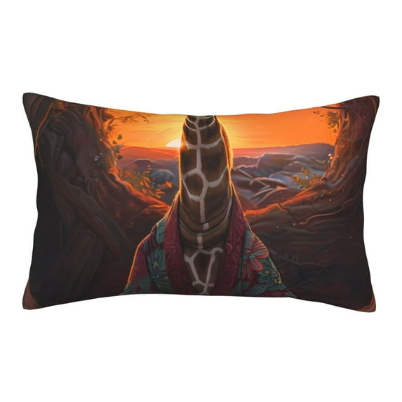 Pofeuu Tree Hollow Meditating Giraffe Print Polyester Microfiber Plush Pillowcases, Super Soft and Cozy Pillow Case Covers with Envelop Closure(Pillow core not included)-20"x30"