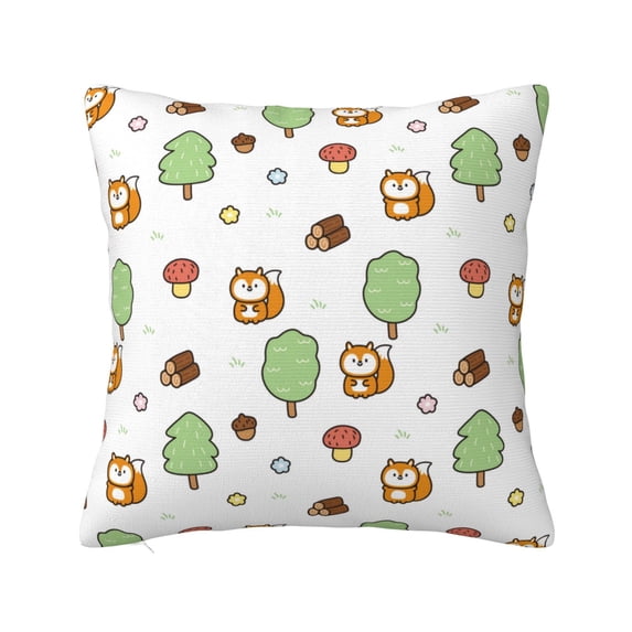 Pofeuu Tree Squirrel Print Double-sided plush pillowcase Square Throw Pillow Covers Pillows Cover for Living Room Bedroom Sofa Couch Cushion Cover(No pillow core)-22"x22"