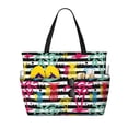 thumbnail image 1 of Pofeuu Trendy Colorful Pineapples Print Beach Bag,Waterproof Sandproof Beach Tote Bag, Large Capacity Foldable Beach Bags for Women, 1 of 7
