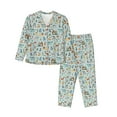 thumbnail image 1 of Pofeuu Tribal Animals Print Womens Pajamas Set Long Sleeve Sleepwear Button Down Nightwear Soft Pj Lounge Sets Button Down Pajamas Women-X-Large, 1 of 7