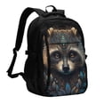 thumbnail image 1 of Pofeuu Tribal Style Raccoon Print Storage Laptop Backpack with USB Charging Port[Water Resistant] College Computer Bookbag Fits, 1 of 7