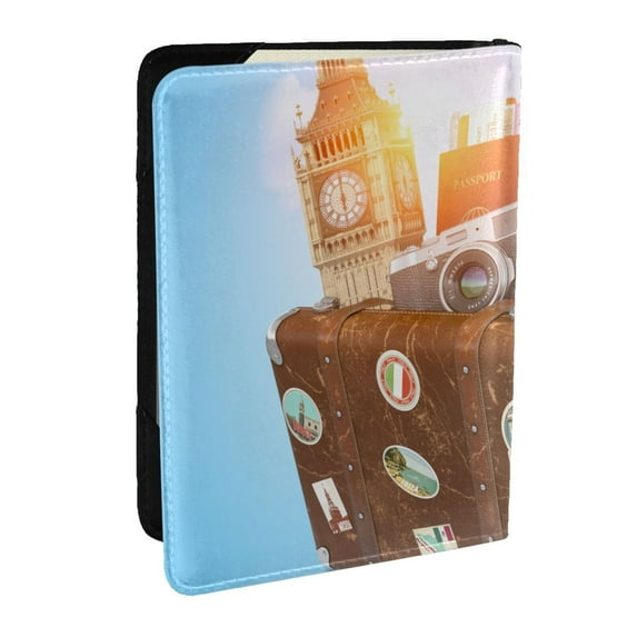 Pofeuu Trip to London Print Travel Document Organizer Passport Holder Men Women for Family (6.5 in x 4.5 in),Wallet Holder Credit Card Clutch Bag Case