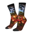 thumbnail image 1 of Pofeuu Tropical Beach Candlelight Print Crew Socks, Adult Running Hiking Socks for Youth and Adult, 1 of 6