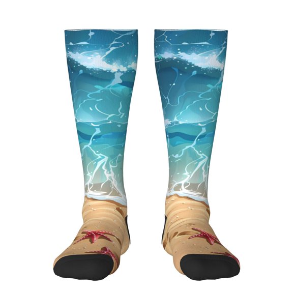 Pofeuu Tropical Beach With Starfish Print Stockings, Adult Running Hiking Socks for Youth and Adult
